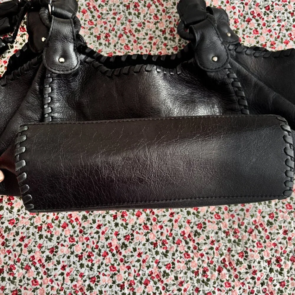 Anthony Luciano Black Braided Leather Hobo Bag
